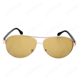 Ochelari de soare tip Aviator   Ramă Rose Gold & Brațe Negre   Stil Elegant