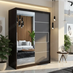Dresing Delia 150 Wenge cu Oglinda si Usi Gri  Model elegant