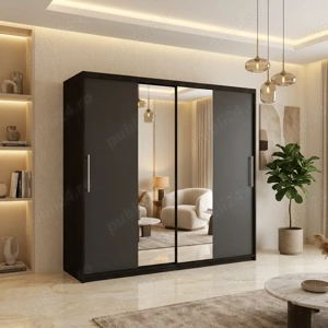 Dresing Delia 200 Wenge cu Oglinda si Usi Gri  Calitate premium