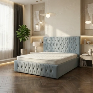 Pat Tapitat Iris Lemon Stofa Premium Model popular Vezi astăzi mobilier dormitor