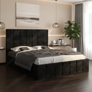 Pat Tapitat Titan Negru Catifea Premium  Finisaje premium Colecție premium