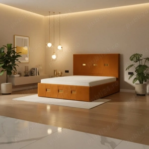 Pat Tapitat Rhea Caramiziu Catifea Premium  Design modern Profită de astăzi mobilă pentru dormitor