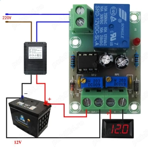 Modul receptor radio digital  FM stereo cu display LCD,  + Modul controler incarcare acumulatori 12V