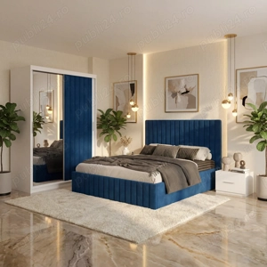 Dormitor Adela Albastru cu Dressing Tapitat Scrie-ne pentru detalii Comandă rapid mobilă pentru dorm