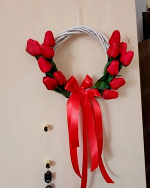 Coronita decorativa ușa întrare lalea roșii hand made 