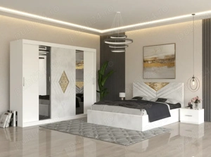 Dormitor Alessa Alb Dressing 250 Si Pat cu 2 Noptiere Trimite mesaj Promoție mobilier dormitor
