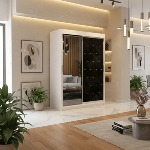 Dressing Tapitat Iris Negru Cu Oglinda În stoc Colecție modernă