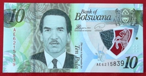 Bancnota Botswana 10 P**a 2018 polimer