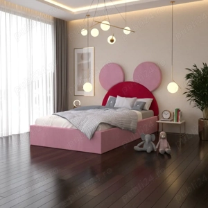 Pat Tapitat Serena cu Catifea Premium Roz Rosu Expediere rapidă Dormitor elegant preț bun