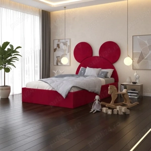 Pat Tapitat Serena cu Catifea Premium Rosu În stoc Oferte speciale dormitoare