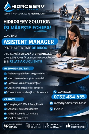 Căutăm Asistent Manager pentru activitate de birou
