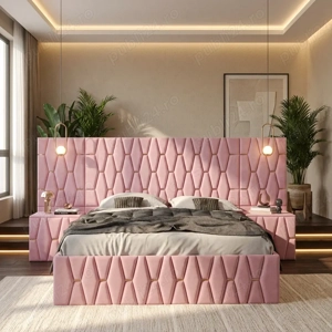 Pat Tapitat Iris Roz Cu Extensii Si Noptiere Tapitate Stoc limitat Descoperă acum dormitoare moderne