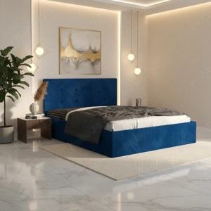 Pat Tapitat Elys Albastru Catifea Premium Comandă acum Mobilă dormitor la ofertă