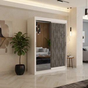 Dressing Tapitat Iris Gri Cu Oglinda Stoc limitat Oferte speciale mobilă dormitor