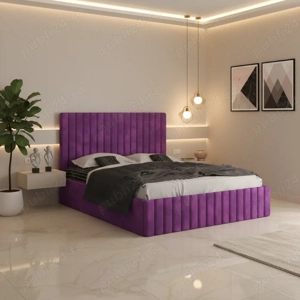 Pat Tapitat Adela Mov Catifea Premium Transport rapid Variantă modernă