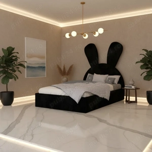 Pat Tapitat Naya Negru Catifea Premium  Calitate premium Variantă premium