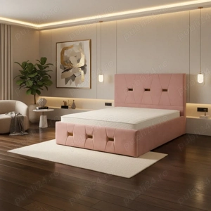 Pat Tapitat Rhea Roz Catifea Premium  Model elegant Dormitor modern super ofertă