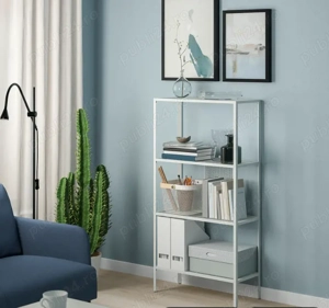 Etajeră, metal alb, 60x25x116 cm