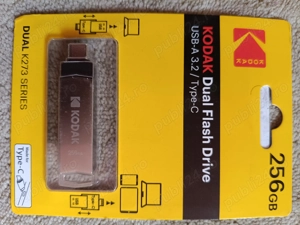 Stick KODAK K273 256 GB, Dual Flash Drive USB-A 3.2 Gen 1 & Type C, 150 MBs, METALIC - NOU, SIGILAT
