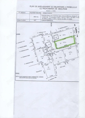 Visani teren  1000 mp intravilan 