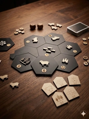 Catan din lemn handmade   ediție premium gravată laser