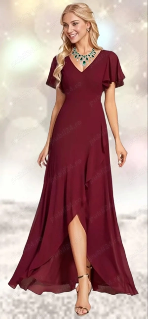 Rochie nouă, lungă, bordo, L