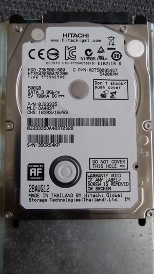 Vand HDD Hitachi 500GB 2.5" 5400rpm
