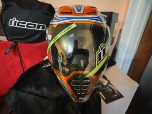 Casca moto Icon Airflite marimea M-L NOUA ochelari soare incorporati - imagine 4