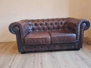 Canapea Chesterfield - Originala- din piele naturala - 2 locuri  - imagine 2
