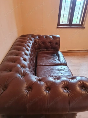 Canapea Chesterfield - Originala- din piele naturala - 2 locuri 