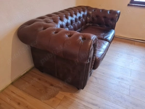 Canapea Chesterfield - Originala- din piele naturala - 2 locuri  - imagine 3