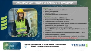  Angajam controlori de calitate in Timisoara