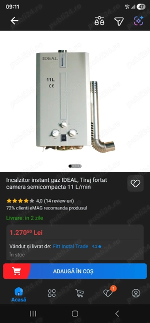 Instant gaz apa calda