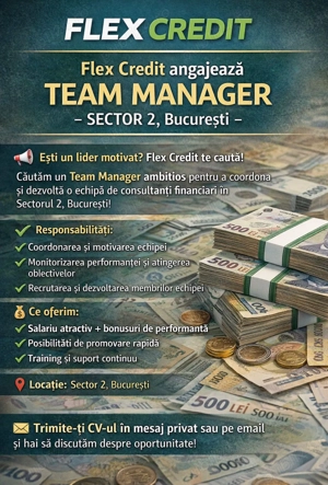 Angajam Team Manager Sector 2 , Bucuresti