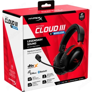 Căști Gaming Wireless HyperX Cloud III S   DTS Headphone, Multiplatformă, Negru-Roșu