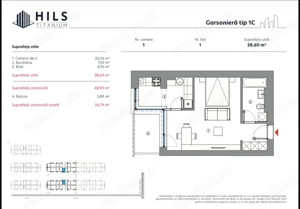 Garsoniera  / Hils Titanium Faza 2 / 10 minute Metrou / Comision 0% - imagine 5