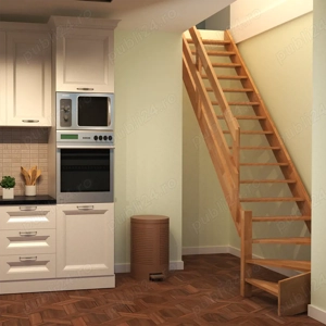 Scara interioara Rustic - brad masiv, simpla si solida