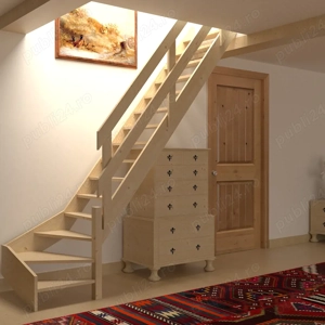 Scara interioara Rustic - brad masiv, simpla si solida