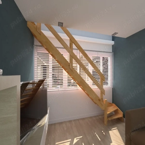 Scara interioara Rustic - brad masiv, simpla si solida