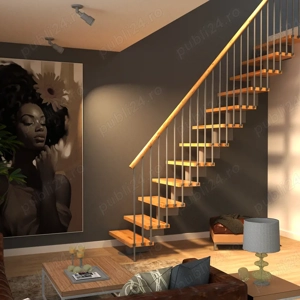 Scara Torino - design contemporan, fag masiv + metal vopsit - imagine 5