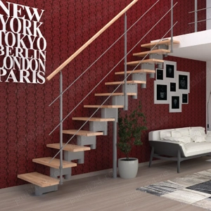 Scara interioara London - structura metal + trepte fag