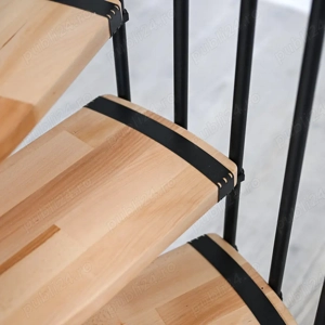 Scara interioara spirala Claria - metal + lemn fag - imagine 4