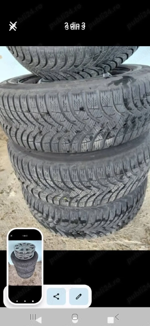 Vând 4 jante cu cauciucuri M+S Michelin in stare foarte bună. 185/60/15 +4 capace Audi - imagine 5