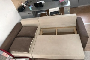 Canapea extensibilă foarte comodă, cu 2 spații de depozitare