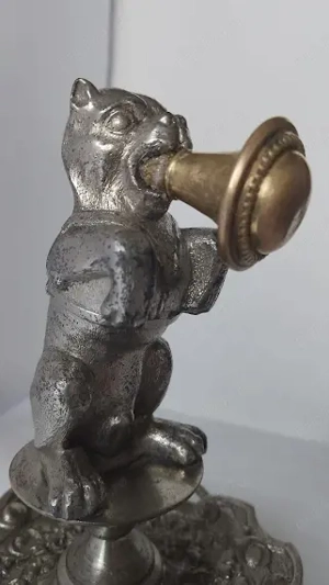 Mascotă Auto Epocă - Statuetă Leu Art Deco, Prespapiere Birou Alamă  