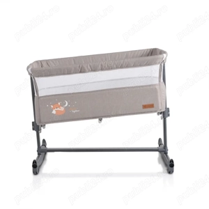 Patut co-sleeper Cangaroo Always Together Beige cu laterala culisanta