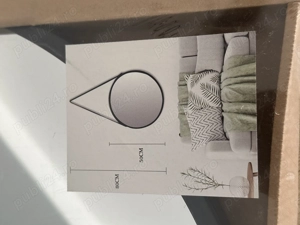 Oglindă rotundă cu curea din imitație piele   design modern   50 cm