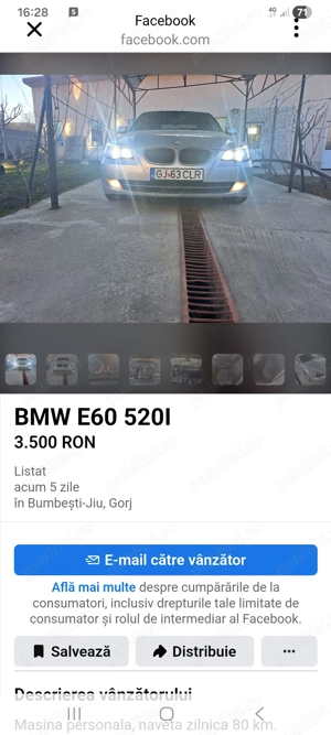 Vand BMW 520 benzina si gpl stare exceptionala fara defect.