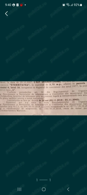 Loc de veci cimitiru Eternitatea Galati 