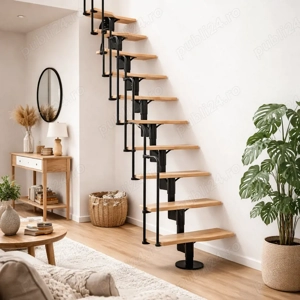 Scara Velora - lemn fag + otel vopsit, spatiu limitat